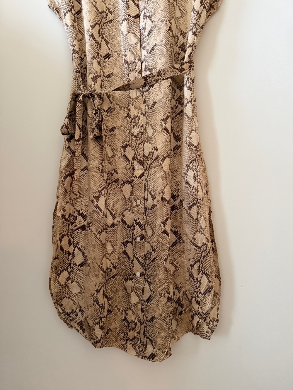 NWOT Banana Republic Serenade 100% Silk Snake-Print Midi Shirt Dress - Picture 8 of 10